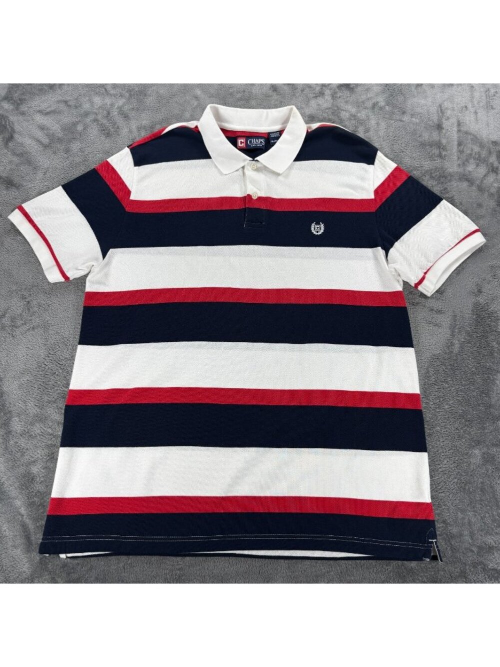 Chaps Ralph Lauren Rugby Polo Shirt Mens XL Red Navy White Striped Y2K Prep Frat